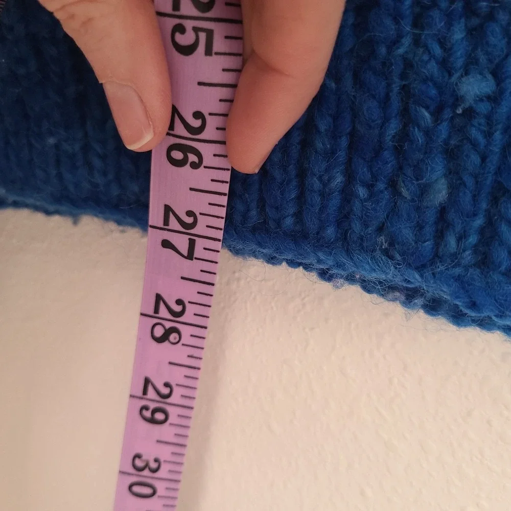 Vintage Elegant Passage‎ Sz L Blue 100% Wool Heavyweight Fisherman Sweater Cozy